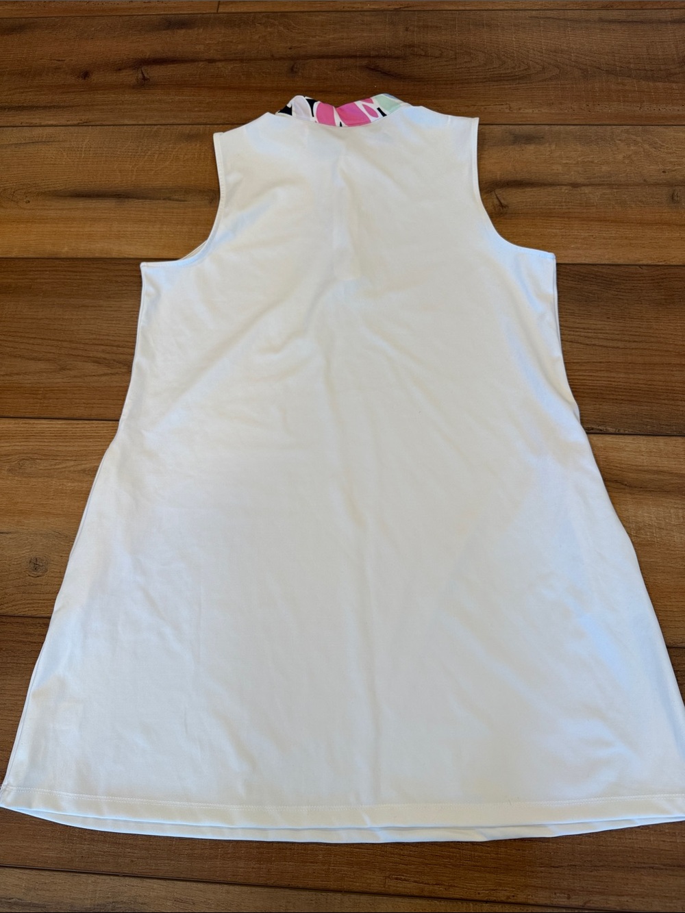 Tommy Bahama White Half-Zip Golf Dress with Floral Collar & Pockets XL - Picture 5 of 10
